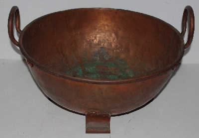 +MBA #3232'-0144   "Large Vintage Copper Bowl With Handles & Feet"