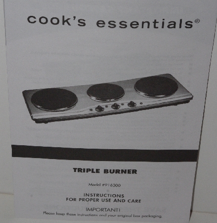 +MBA #3232-0101  "2009 Cooks Essentials 1800 Watt Stainless Steel Triple Burner Chef Station"