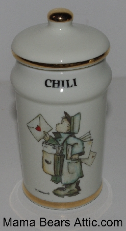 +MBA #3131-0289  "1987 M.J. Hummel "Chili" Porcelain Spice Jar"