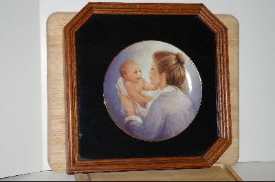 +MBA #8-216   "1988 "The Eyes Say I Love You" By Artist Sue Etem Comes With a Glass Faced Oak Plate Frame