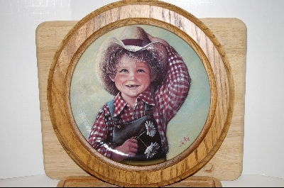 +MBA #5-038   "1983 "Jake" By Artist Sue Etem Also Comes With 13" Round Solid Oak Plate Frame