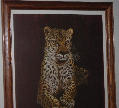 +MBA #3232-257   "1980's M. Brice Framed Leopard Print"