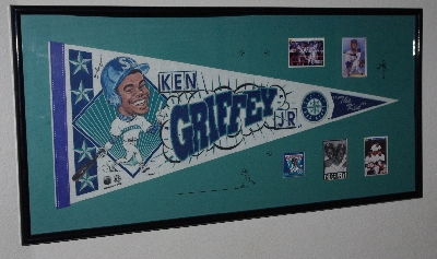 +MBA #3232-184   "1990's Framed Ken Griffey Jr.  Autographed Pennant & Baseball Cards"+