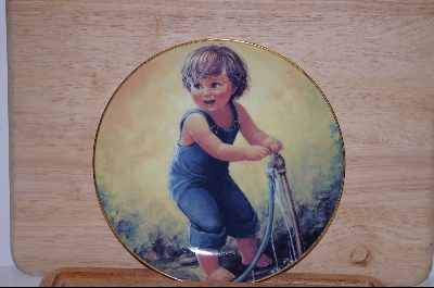 +MBA #5-061   "1983 "Randy" By Artist Sue Etem & Comes With a Glass Faced Solid Oak Octagon Plate Frame