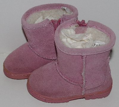 +MBA #3131-261   "Little Girls Pink Suede Zip Up Boots"