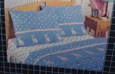 +MBA #3232-440  "1993 Sheets & Co Cats King Size Flannel Sheet Set"