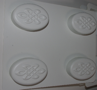 +MBA #3333-487   "Set Of 2 White Plastic 4 Part Celtic Knot Oval Soap Molds"