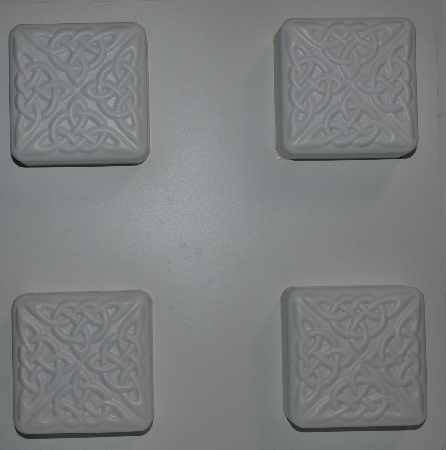 +MBA #3333-511   "Set Of 2 Square 4 Part Celtic Knot White Plastic Soap Molds"