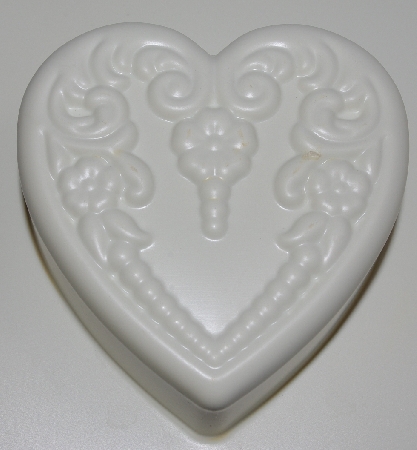 +MBA #3333-502   "Set Of 3 Fancy Heart 4 Part White Plastic Soap Molds"