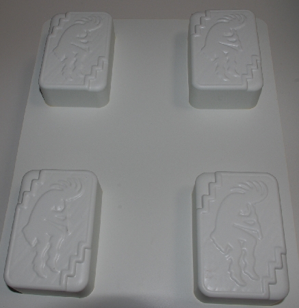 +MBA #3333-535   "Set Of 3 Kokopelli  4 Part White Plastic Soap Molds"