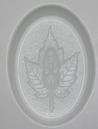 +MBA #3333-539   "Set Of 2 Leaf With Face 4 Part White Plastic Soap Molds"