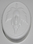 +MBA #3333-539   "Set Of 2 Leaf With Face 4 Part White Plastic Soap Molds"
