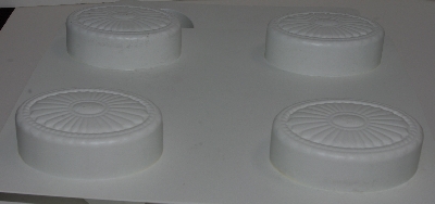 +MBA #3333-555   "Set Of 3 Fancy Oval White Plastic Soap Molds"