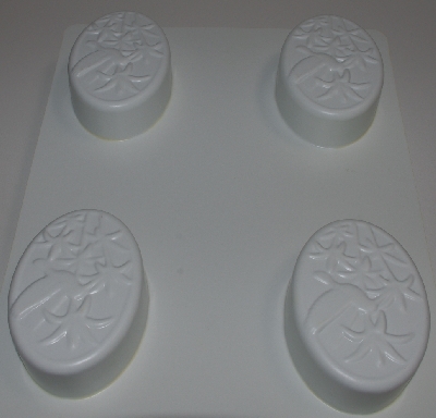 +MBA #3333-569   "Set Of 2 Oval Hummingbird White Plastic Soap Molds"