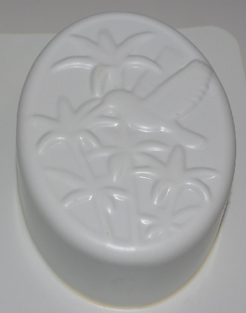 +MBA #3333-569   "Set Of 2 Oval Hummingbird White Plastic Soap Molds"