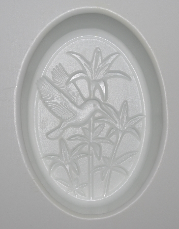 +MBA #3333-569   "Set Of 2 Oval Hummingbird White Plastic Soap Molds"