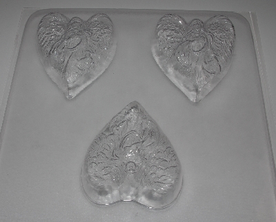 +MBA #3333-666  "Set Of 3 Angel Heart 3D Heavy Duty Clear Plastic Soap Molds"