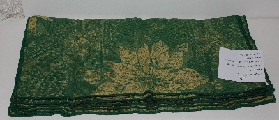 +MBA #3333-233  "2007 Brylane Home Green & Gold Poinsettia Table Cloth & Matching  (8) Napkins" 