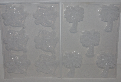 +MBA #3434-414   "Set Of 2 Silicone Rubber Flexible Palm Tree & Dragonfly On Leaf Soap Molds"