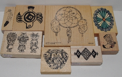 +MBA #3434-228   "1990's Set Of 8 South Western Themed Rubber Stamps"