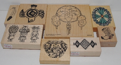 +MBA #3434-228   "1990's Set Of 8 South Western Themed Rubber Stamps"