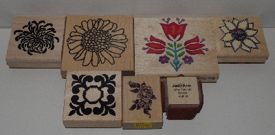 +MBA #3434-242   "1990's Set Of 7 Multi Themed Rubber Stamps"