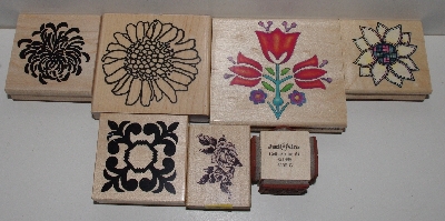 +MBA #3434-242   "1990's Set Of 7 Multi Themed Rubber Stamps"