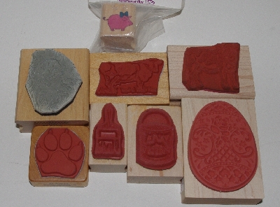 +MBA #3434-254   "1980's & 1990's Set Of 8 Multi Themed Rubber Stamps"