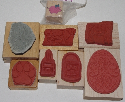 +MBA #3434-254   "1980's & 1990's Set Of 8 Multi Themed Rubber Stamps"