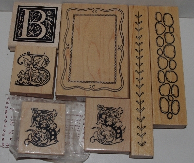 +MBA #3434-279   "1990's Set Of 7 Multi Themed Rubber Stamps"