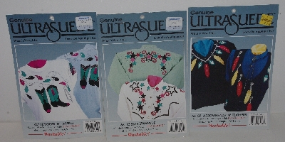 +MBA #3434-0071  " 1993 Set Of (3) Ultrasuede Iron On Applique Kits"