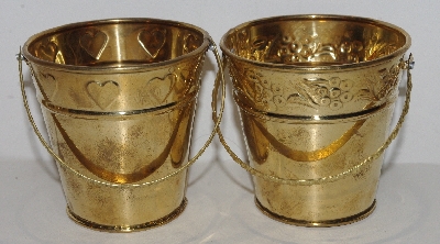 +MBA #3434-0151   "1990's Set Of 3 Planter & Two Brass Mini Buckets"