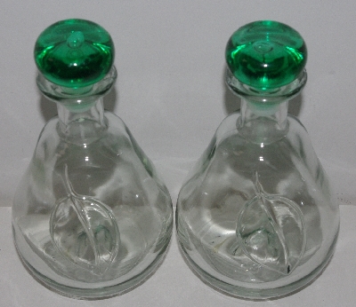 +MBA #3535-1074   "Set 2 Clear Glass Pear Shaped Decanter Bottles With Stoppers"