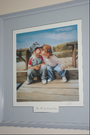 +MBA #8-314  "Rare 1990 "FIRST KISS" Limited Edition Hand Signed & Numbered Lithograph By Artist Donald Zolan & Comes Custon Framed