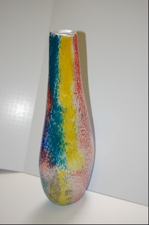 +MBA #S-261  "2002 Alexander Kalifano Hand Blown Multi Colored Glass Vase