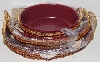 +MBA #3535-516   "2003 CSA Six Piece Ceramic & Fern Nesting Bakeware Set In Cranberry"