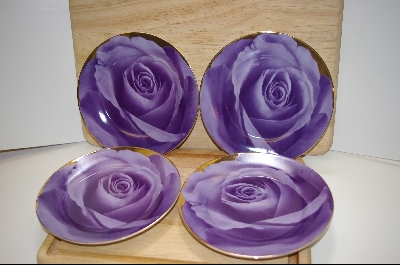 +MBA #4-106  Set Of 4 Purple Rose Desert Plates