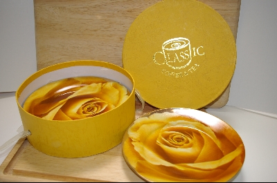+MBA #4-113  Set Of 4 Yellow Rose Desert Plates