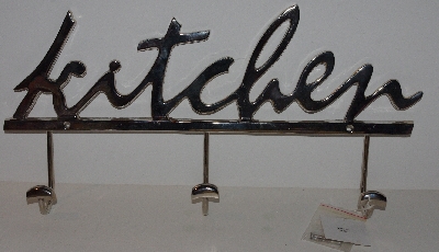 +MBA #3535-282   "Chrome Kitchen Sign With 3 Hanging Hooks"