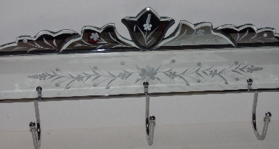 +MBA #3535-302    "Fancy Etched Mirrow With 3 Hooks"