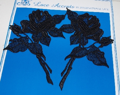 +MBA #3535-317   "Set Of 6 Black Lace Rose Appliques"