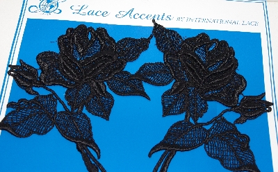 +MBA #3535-317   "Set Of 6 Black Lace Rose Appliques"