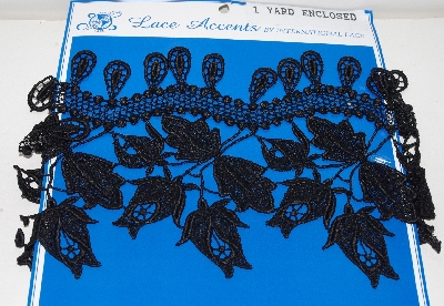 +MBA #3535-321   " 3 Yards Of Black Lace Leaf Applique"