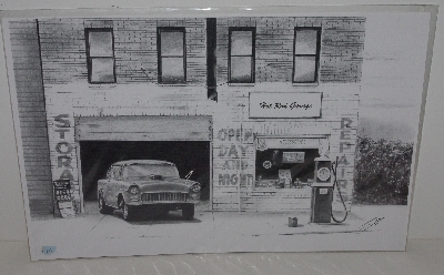 +MBA #3535-155   "Hot Rod Garage 55 Chevy Belair Pencil Print By Artist Ian E. Jones"
