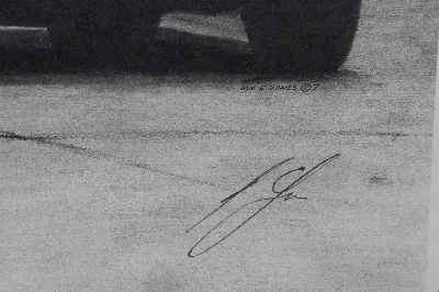 +MBA #3535-167   "Hot Rod Garage 2 Classic Chevy Cameros Signed Pencil Print By Artist Ian E. Jones"