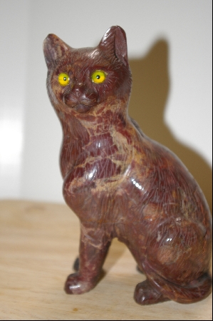 +MBA #4-101  "Large Hand Carved & Polished "Jasper" Gemstone Cat