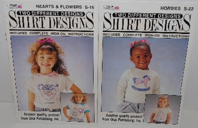 +MBA #3636-526   "1990 Set Of 8 Shirt Designs Iron On Transfers By Gick Publishing" 