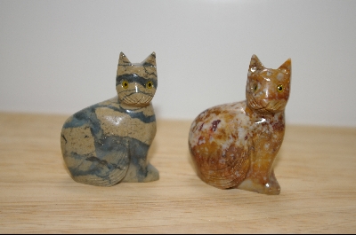 +MBA #4-055 "Set Of 5 Hand Carved & Polished Stone Cats