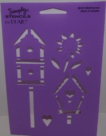 +MBA #3636-505   "1990's Plaid Birdhouses Stencil #28131