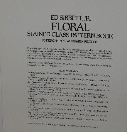 +MBA #3636-161   "1982 Ed Sibbett Jr. Floral Stained Glass Pattern Book Paper Back"